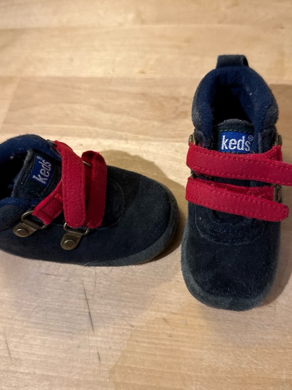 Keds Toddler Navy Suede Sneakers with Red Straps